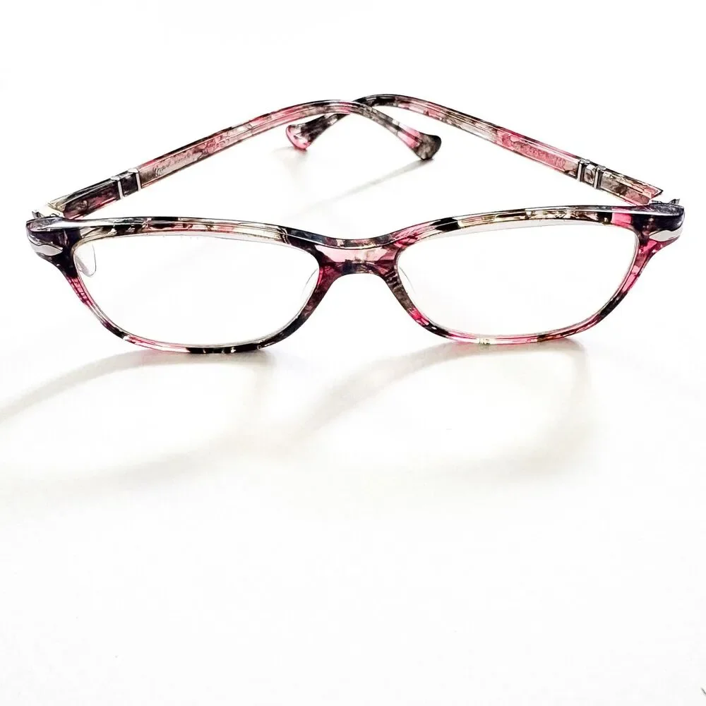 READ Persol Womens Eyeglasses Pink Pattern FRAMES ONLY Splayed Flared 52-16-140